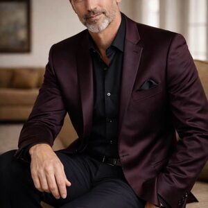 jf j.ferrar Men's Deep Burgundy Blazer 48R